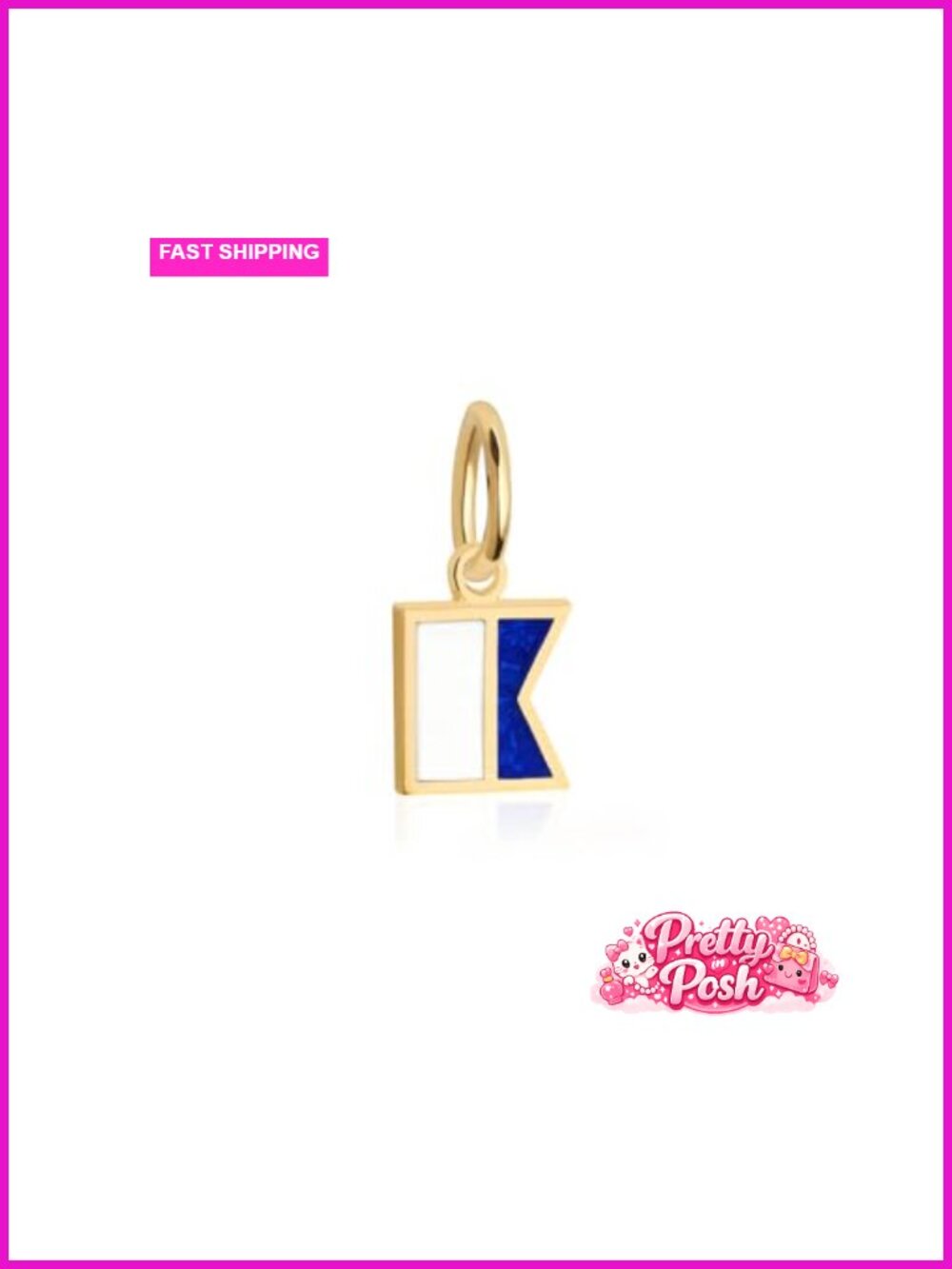 Letter Nautical Flag Mini Charm For Charm Bracelets and Necklaces-Gold Vermeil